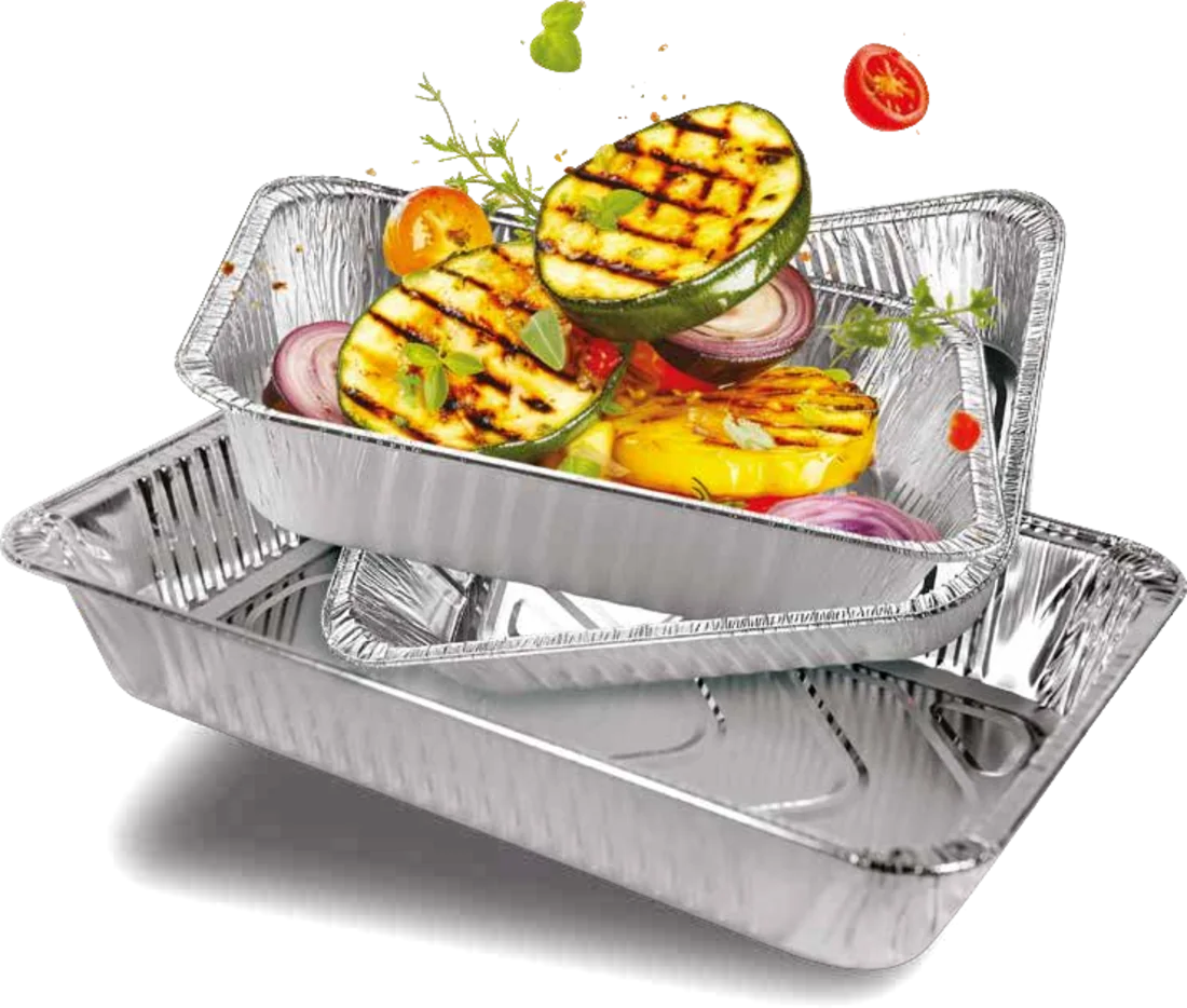 Vaschette in alluminio con verdure grigliate